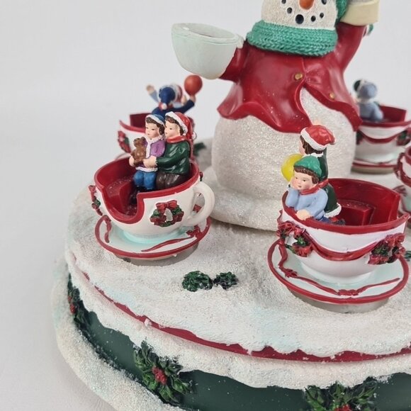 Hawthorne Village Snowman "Spinning Cup Ride" 17920 Christmas Rotating Musical - Picture 3 of 9